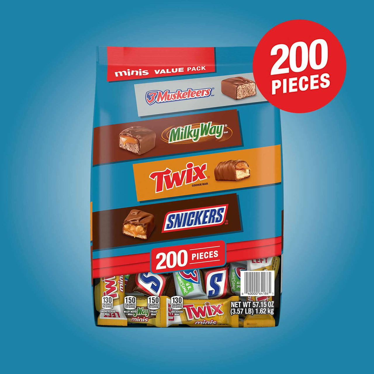 Mars Minis Chocolate Candy Bars Variety Pack, 200 ct.