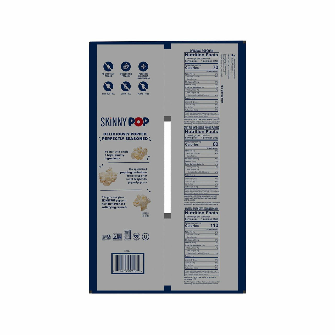 SkinnyPop Variety Snack Pack Popcorn, 0.5 oz., 36 pk.