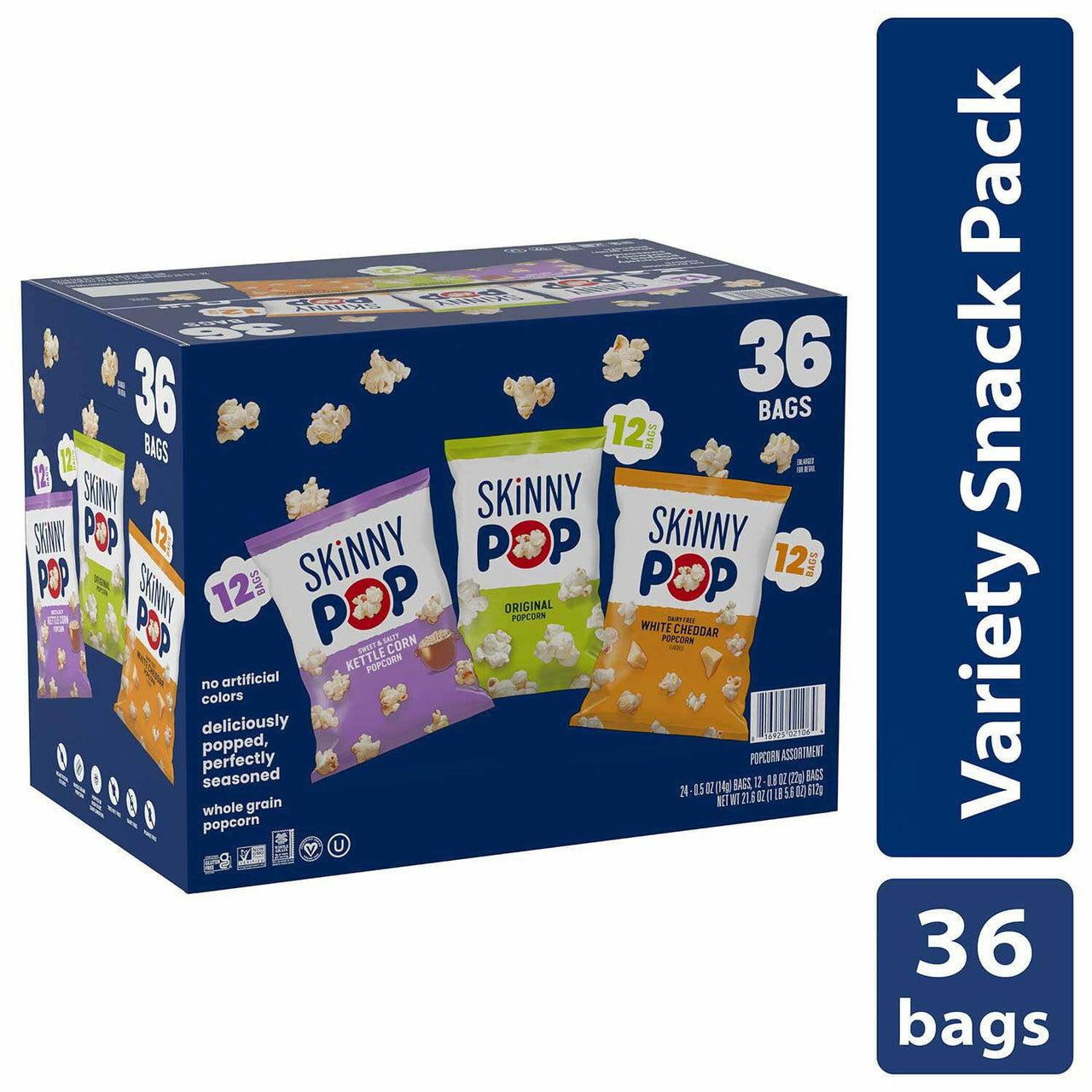 SkinnyPop Variety Snack Pack Popcorn, 0.5 oz., 36 pk.
