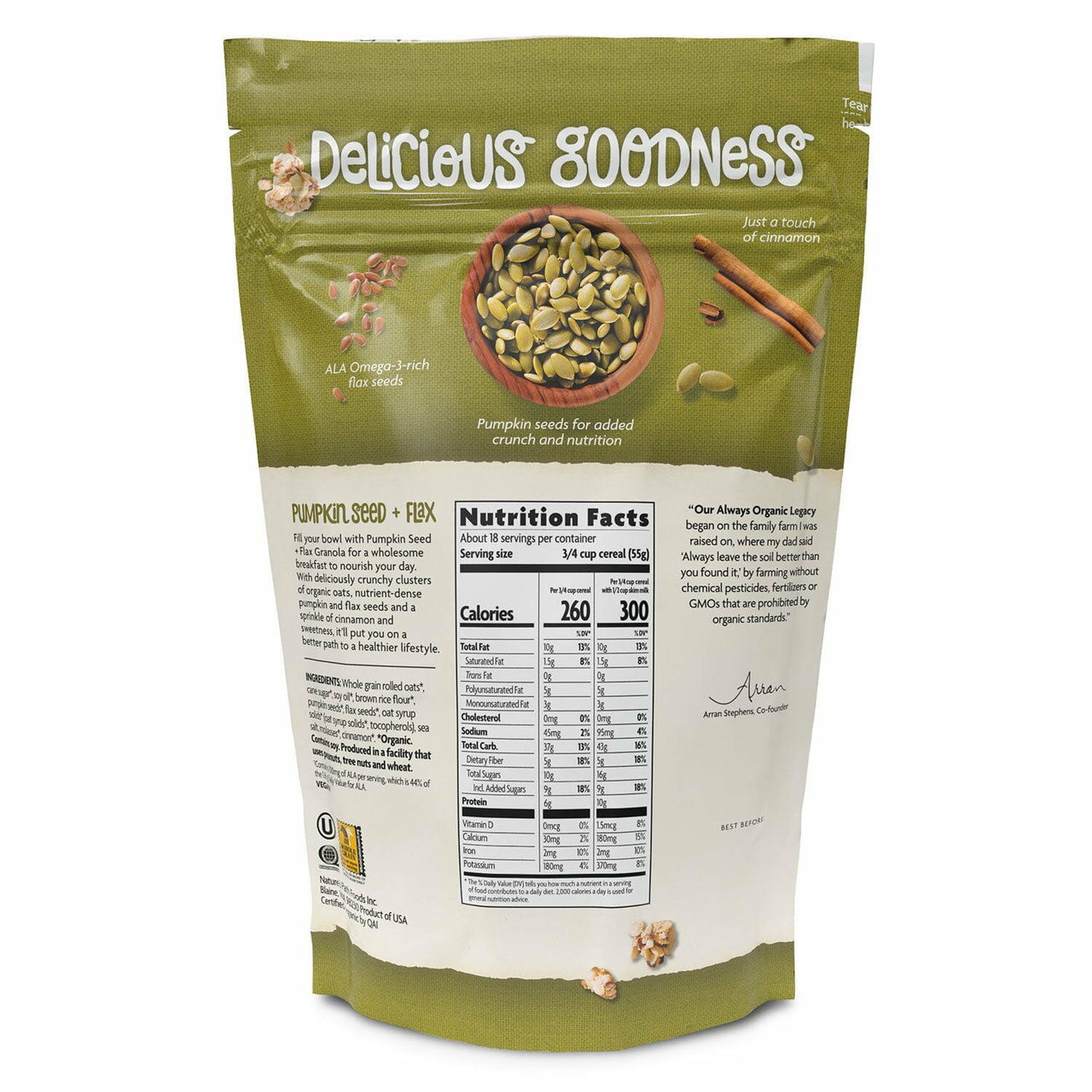 Nature's Path Organic Pumpkin Seed Plus Flax Granola, 35.3 oz.