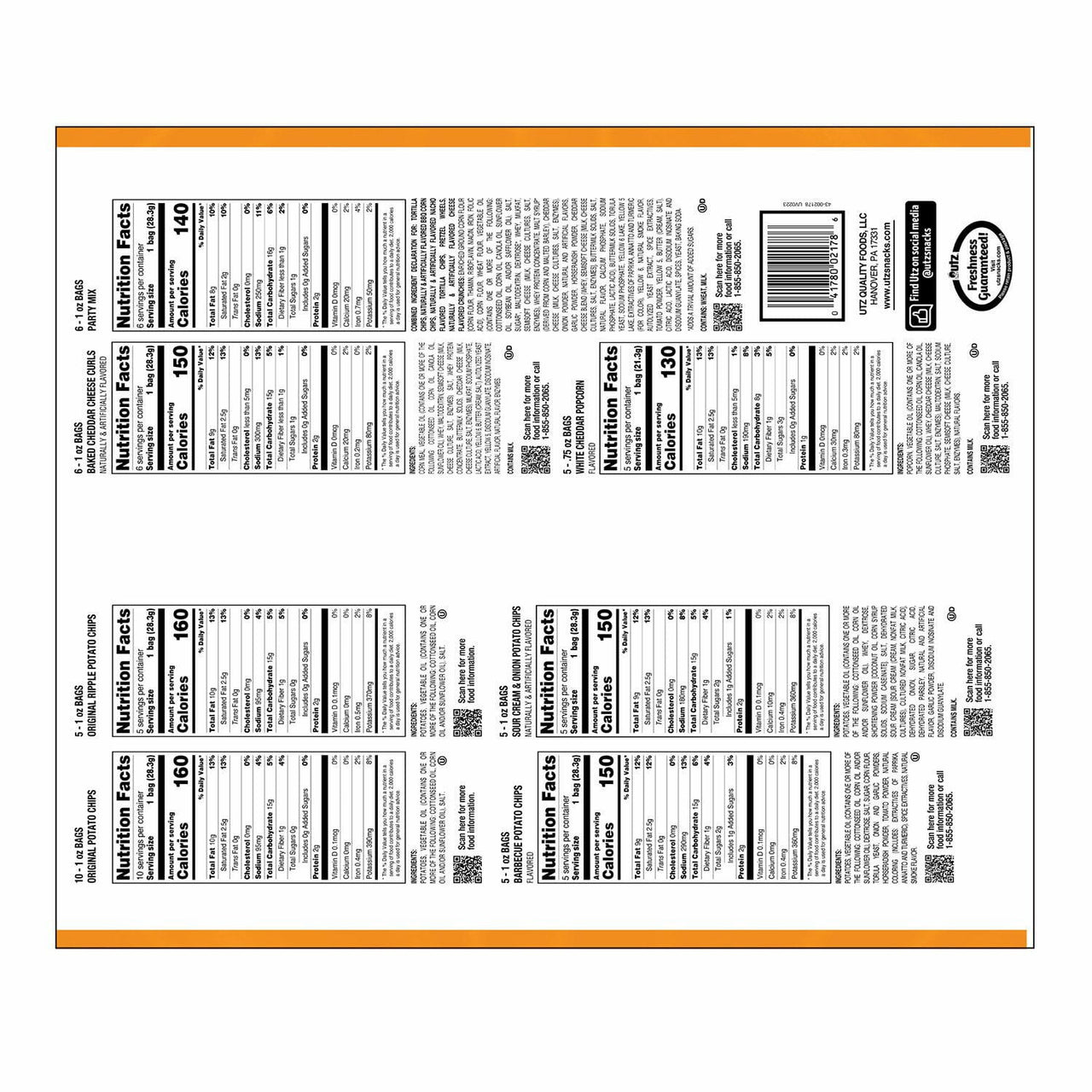 Utz Jumbo Snack Pack, 1 oz., 42 pk.