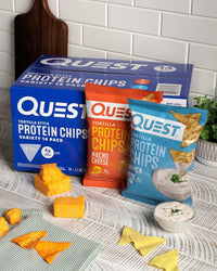 Quest Tortilla Style 18-19g Protein Chip Variety Pack, Nacho Cheese & Ranch, 14 ct.