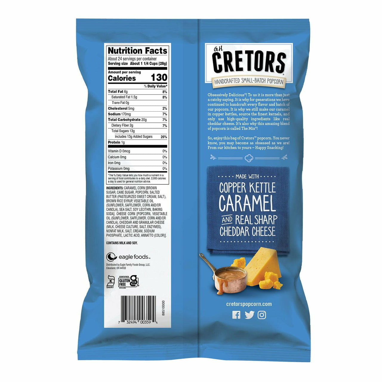 CRETORS Cheese & Caramel Flavored Popcorn Mix, 23.5 oz.