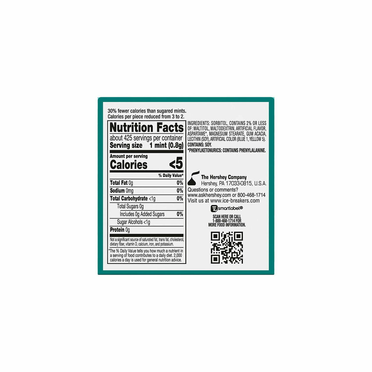 ICE BREAKERS Wintergreen Sugar Free Breath Mints, 1.5 oz., 8 pk.