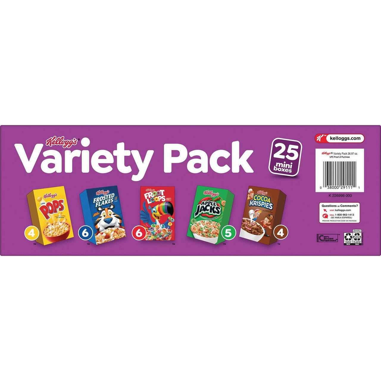 Kellogg's Assorted Cereal Variety Pack, 25 pk.