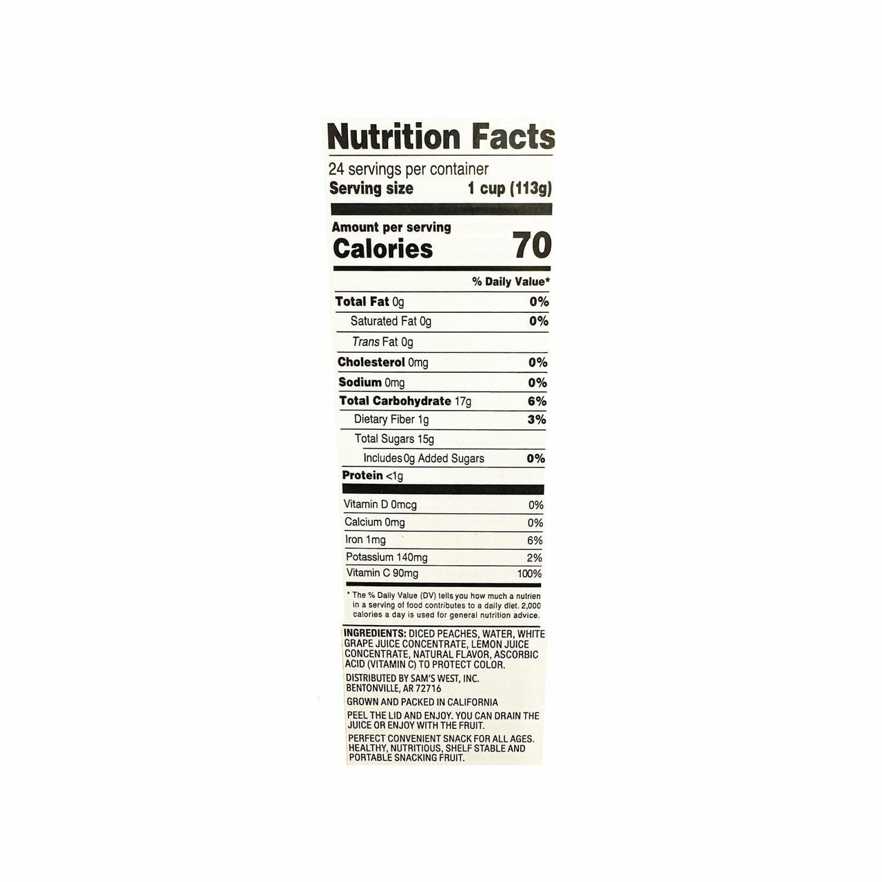 Member's Mark Diced Peach Cups, 4 oz., 24 ct.