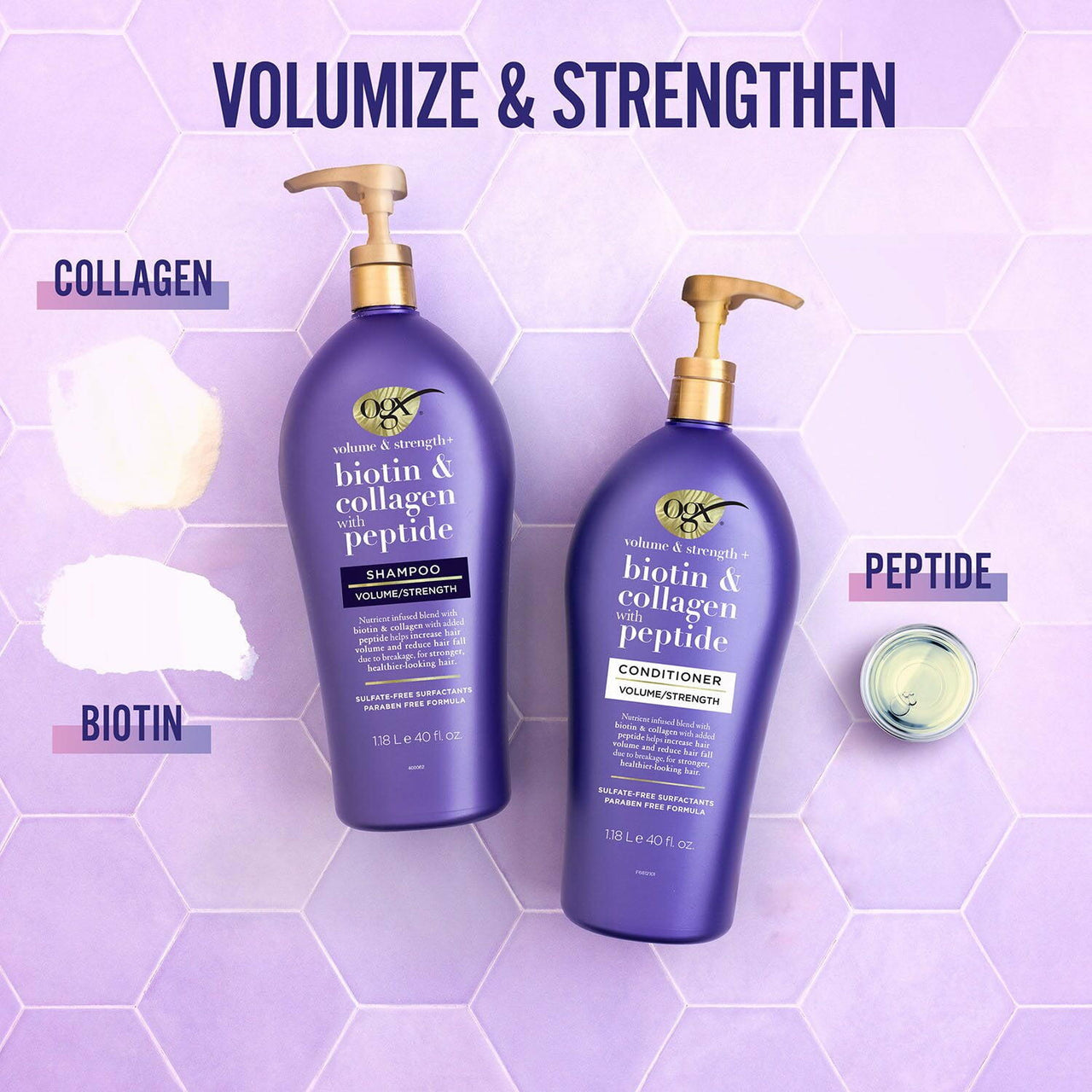 OGX Volume & Strength + Biotin & Collagen Shampoo, 40 fl. oz.