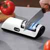 USB Rechargeable 2Stage Electric Knife Sharpener  Quick Sharpen  Polish Compact Kitchen Knife Sharpener with Lithium Battery White  Black Design Perfect for All Kitchen Knives