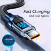 120W Super Fast Charging USB A to TypeC Cable with LED Digital Display Matte Finish Data Sync USB Power Delivery 6A High Current Compatible with iPhone 1516 Xiaomi POCO Samsung