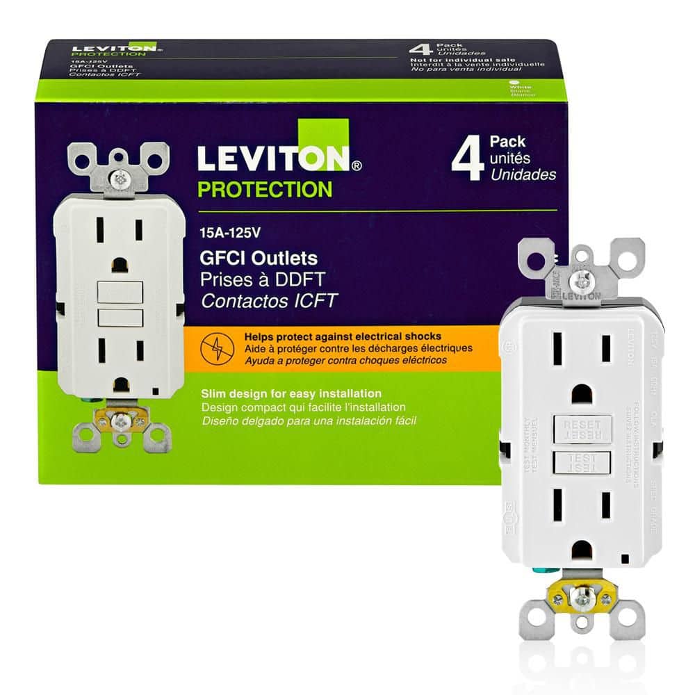 15 Amp 125-Volt Duplex Self-Test Slim GFCI Outlet, White (4-Pack) GFNT1-4W