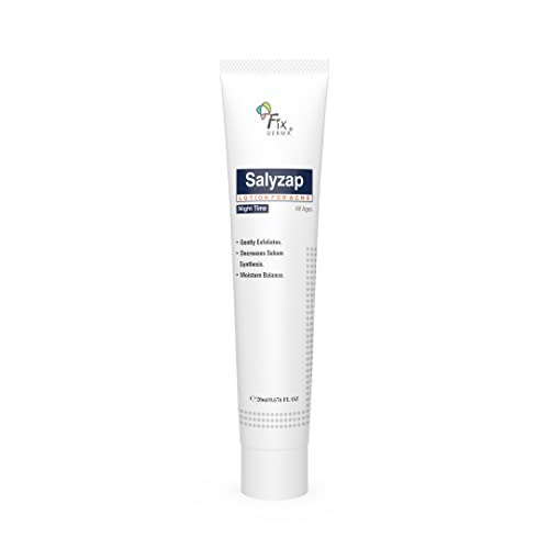 Fixderma Salyzap Lotion Night time, Helps in Moisture Balance, For acne scars, pimples, Unclogs pores, Exfoliator, Soothes redness, Suitable for Oily and Acne-Prone skin, 20ml