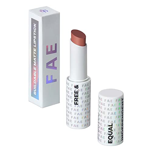 FAE Beauty Warm Brown Nude Buildable Matte Lipstick || Non Drying Comfortable Hydrating Matte Lip Tint|| Enriched with Shea Butter And Castor oil || Multi-Use for Lips, Eyes and Cheeks || Vegan (Shade Too Nude)