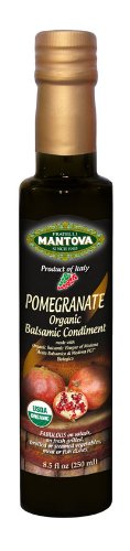 Mantova Organic Pomegranate Balsamic Vinegar of Modena, Perfect for Salad Dressing, Pasta Salad, Ice Cream and Cocktails, 8.5 oz