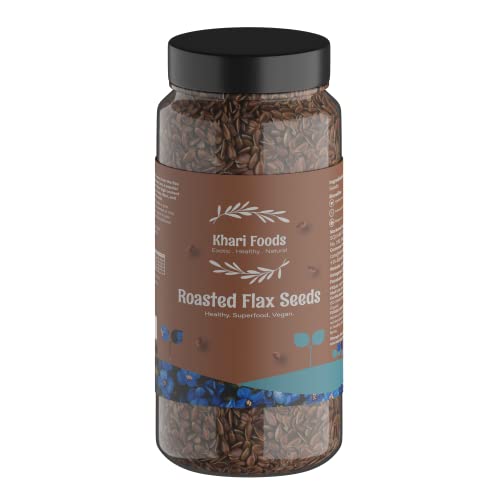 Khari Foods Dry Roasted Flax Seeds, No Oil, Crunchy, Helps Weight Loss, Fiber Rich, Plant Superfood (900)