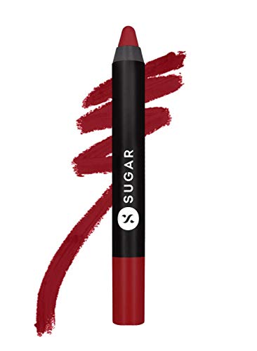 SUGAR Cosmetics - Matte As Hell - Crayon Lipstick -10 Cherry Darling (Cherry Red) - 3.5 gms - Bold and Silky Matte Finish Lipstick, Lightweight, Lasts Up to 12 hours