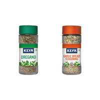 Keya Herb and Seasonings Combo | Oregano x 1, 11 Gm | Garlic Bread Seasoning x 1 , 50 gm | Glass Bottle | Pack of 2