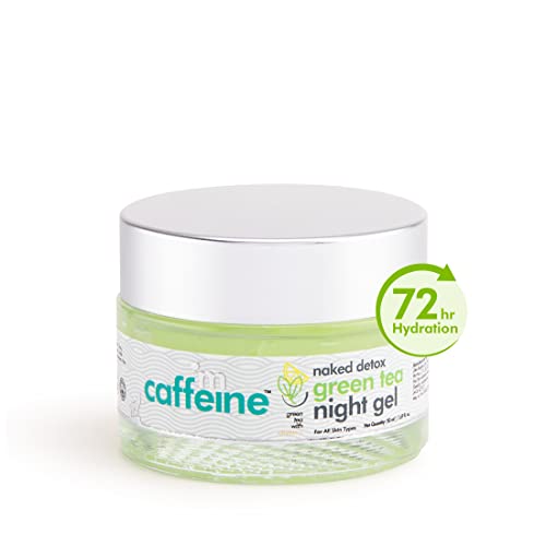 mCaffeine Green Tea Night Gel (50ml) with Vitamin C | Upto 72 Hrs Hydration and Reduces Fine Lines & Dark Spots| Night Cream with Calming Aroma for a Glowing Skin