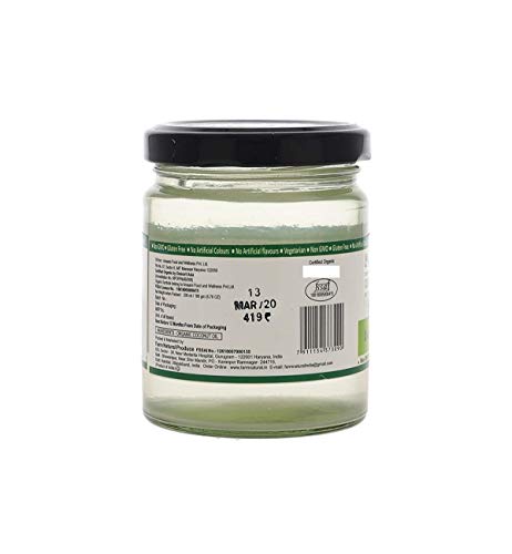 Farm Naturelle -100 % Pure Organic Extra-Virgin Cold Pressed Coconut Oil (Glass Bottle - 200ml)