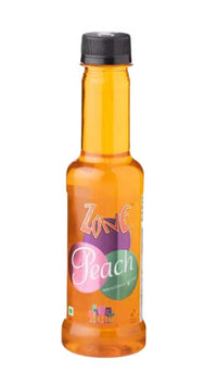 Zone Peach Flavoured Bar Syrup, 240ml Bottle | Suitable for Cocktails, Mocktail, Drinks, Juices, Beverages and More | Non Alchoholic Mix | 12 Flavours Available