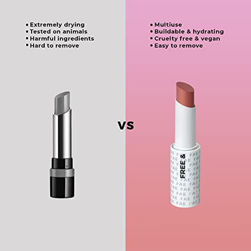 FAE Beauty Pale Pink Nude Buildable Matte Lipstick || Non Drying || Comfortable Hydrating || Matte Lip Tint|| Shea Butter And Castor oil || Multi-Use || for Lips, Eyes and Cheeks || Vegan || (Shade Too Plain)