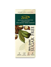 Zevic Sugar Free 70% Dark Belgian Chocolate with Organic Turkish Hazelnuts Vegan | Diabetic Friendly | Natural Sweetened | Keto Friendly 40 gm (Pack of 7)