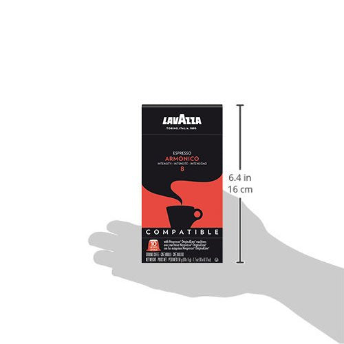 Lavazza Armonico Dark Roast Coffee Capsules Compatible with Nespresso Original Machines, Blended and roasted in Italy, Dark roast with full bodied Flavor and Notes (10 pack)