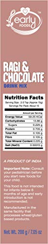 Early Foods - Organic Ragi & Chocolate Health Drink Mix for Kids 200g|Organic Chocolate Mix for Milk|Kids Drink