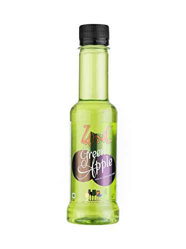 Zone Green Apple Flavoured Bar Syrup, 240ml Bottle | Suitable for Cocktails, Mocktail, Drinks, Juices, Beverages and More | Non Alchoholic Mix | 12 Flavours Available