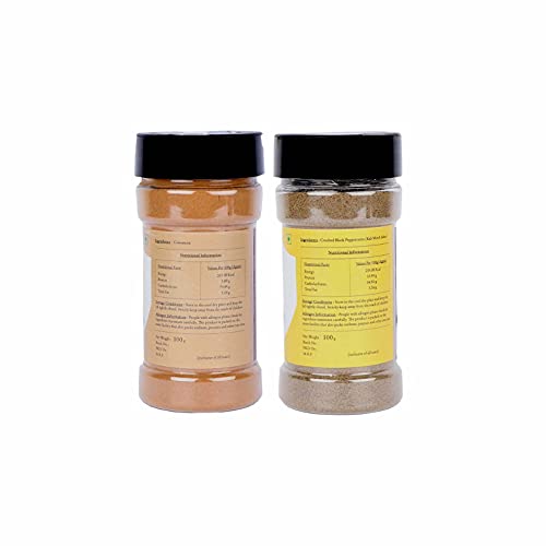 Malikaz' The Royale Taste Cinnamon Pepper Spice Mix Combo (Cinnamon Powder, 100g | Black Pepper Powder, 100g) Jar, 200 g