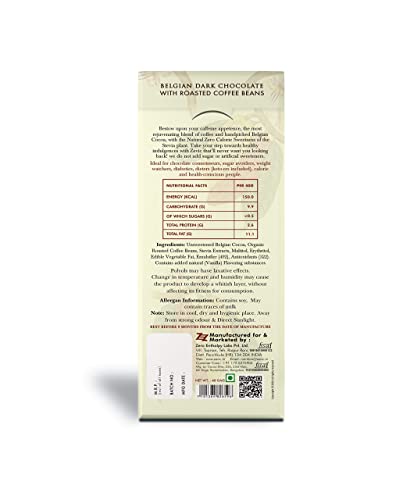 Zevic Sugar Free Roasted Coffee Beans Keto Chocolate, Sweetened with Stevia - Instant Energy 40 gm (Pack of 9)