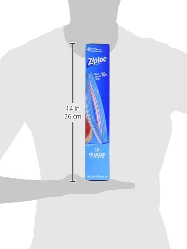 Ziploc Two Gallon Food Storage Freezer Bags, Grip 'n Seal Technology for Easier Grip, Open, and Close, 10 Count Clear