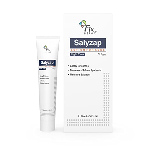 Fixderma Salyzap Lotion Night time, Helps in Moisture Balance, For acne scars, pimples, Unclogs pores, Exfoliator, Soothes redness, Suitable for Oily and Acne-Prone skin, 20ml