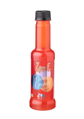 Zone Blood Orange Flavoured Bar Syrup, 240ml Bottle | Suitable for Cocktails, Mocktail, Drinks, Juices, Beverages and More | Non Alchoholic Mix | 12 Flavours Available