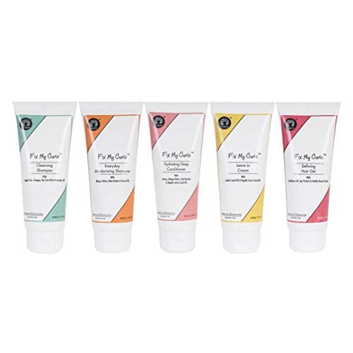 Fix My Curls Travel size Protein Bundle with Cleansing Shampoo, Everyday Moisturizing Shampoo, Hydrating Deep Conditioner , Leave in cream and Defining Gel For Curly And Wavy High porosity 2A to 2C Curls 50 gm each