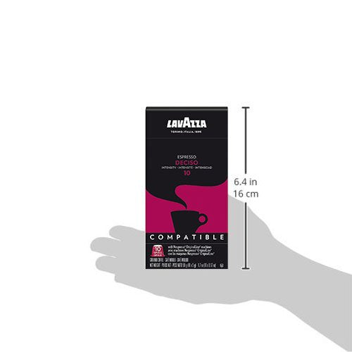 Lavazza Premium Coffee Corp Nespresso OriginalLine Compatible Capsules, Deciso Espresso, Dark Roast Coffee, 10 ct
