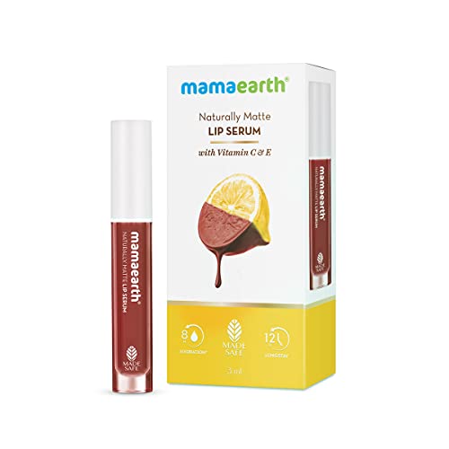 Mamaearth Naturally Matte Lip Serum - Matte Liquid Lipstick with Vitamin C & E For Upto 12 Hour Long Stay - 01 Caramel Nude (Nude) - 3 ml