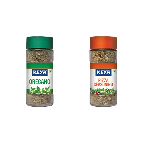 Keya Herb and Seasonings Combo | Oregano x 1, 11 Gm | Pizza Seasoning x 1, 45 gm | Glass Bottle | Pack of 2