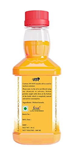 IndicWisdom Wood Pressed Walnut Oil 100ml (Cold Pressed - Extracted on Wooden Churner)