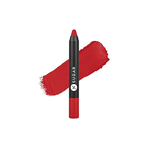 SUGAR Cosmetics - Matte As Hell - Crayon Lipstick -01 Scarlett O'hara (Red) - 3.5 gms - Bold and Silky Matte Finish Lipstick, Lightweight, Lasts Up to 12 hours
