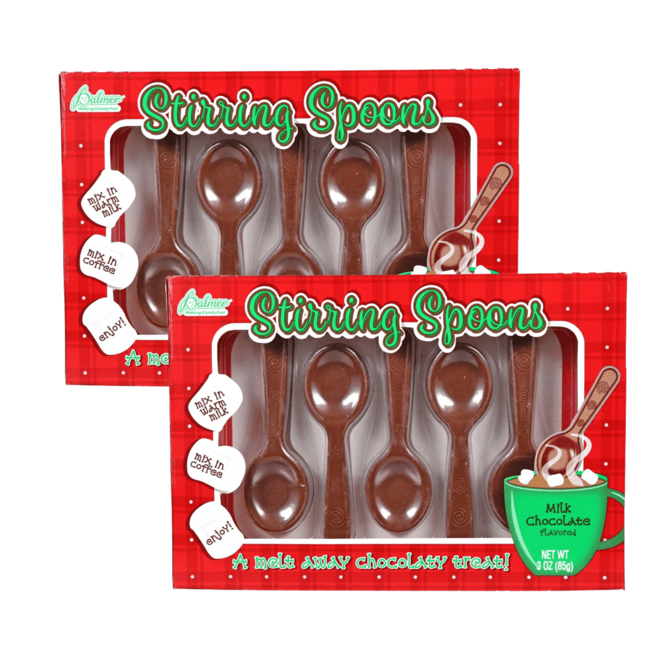 Chocolate Stirring Spoon - Edible Hot Chocolate Spoons,  Traditional Christmas Candies for Hot Chocolate or Coffee Christmas Holiday Stocking Stuffer & Party Favor 3oz 5ct- 2 Box Total of 10 Spoons