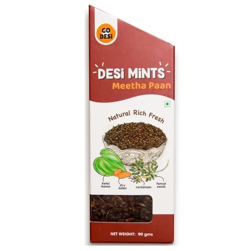 GO DESi - DESi MiNTS Meetha Paan | Mouthfreshener | Saunf Mukhwas | No Supari | Traditional Aftermeal | Farm Sourced | 180 g (2 x 90g)