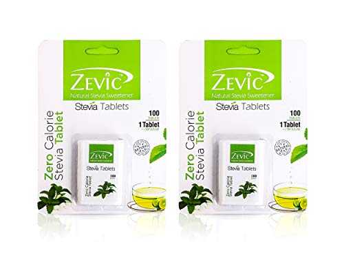 Zevic 100% Natural Stevia Sugar Free Tablets | Zero Calorie Sweetener | Healthy Substitute for Sugar | 200 Tablets (Pack of 2)
