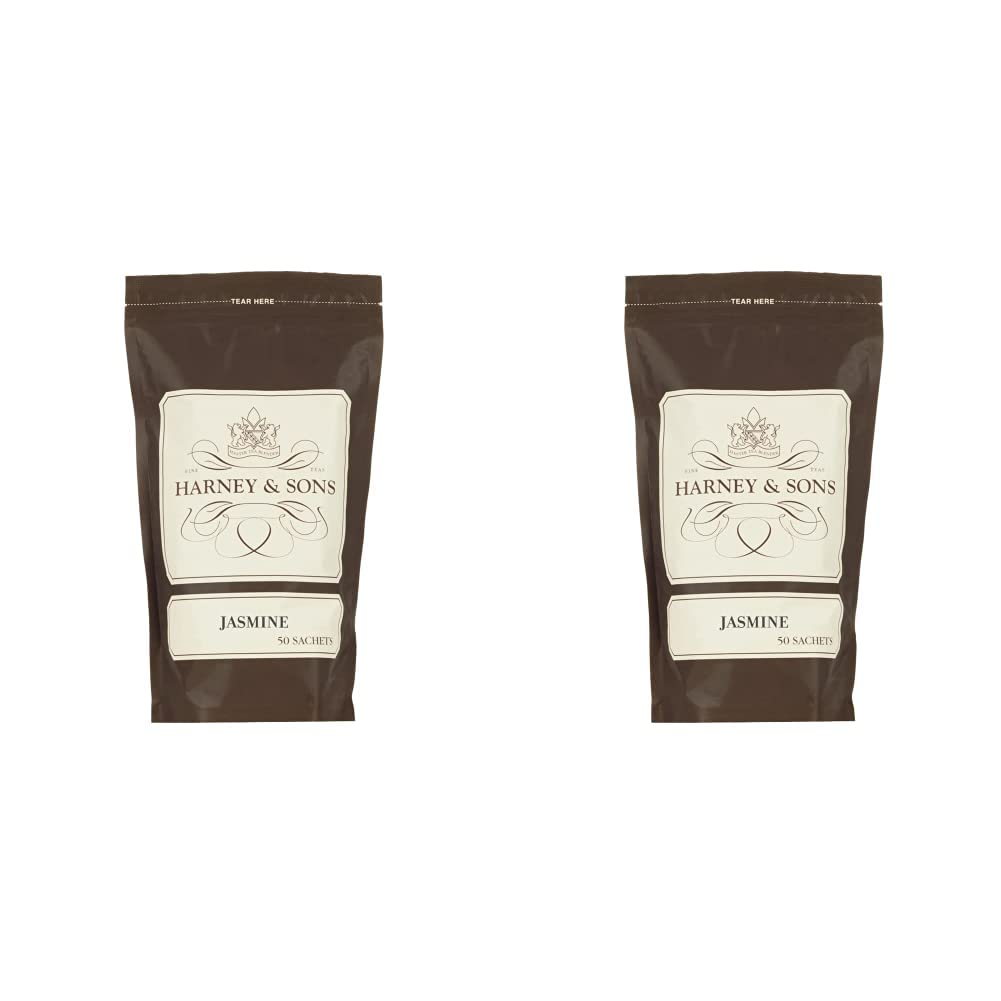 Harney & Sons Jasmine Tea, Bag of 50 Sachets (Pack of 2)