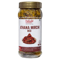 Delight Foods Rajasthani - Athana Mirchi Red 250g Marwari Pickles and Chutney | Pure Mustard Oil Achaar | Stuffed Red Chilly Pickle | No Citric Acid