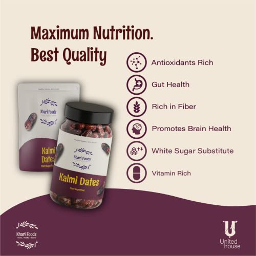 Khari Foods Premium Saudi Kalmi Dates, Khajur / Khajoor Dry Fruits, Energy Booster, Healthy Superfoods (250g)