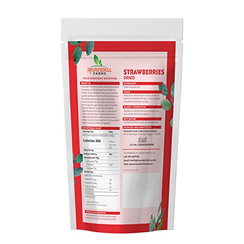 RIVENDELL FARMS Dried Strawberry | 100% Pure & Natural | Handpicked Dried Berries | High in Anti-Oxidants | Non-GMO (200 Gm)