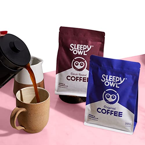 Sleepy Owl Dark Roast Ground Coffee - 100% Arabica Coarse Grind Coffee (Cold Brew, French Press) 250 gms | Freshly Roasted & Ground