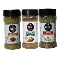 Zilli's  Bhaja Masala, Kolkata Jhal Muri Masala & Panch Phoron (100g x 3 = 100g) - for Cooking & Baking, Everyday Use Natural Powder, Vegan, Gluten Free, No Preservatives - [Bengali Essential Combo Pack]