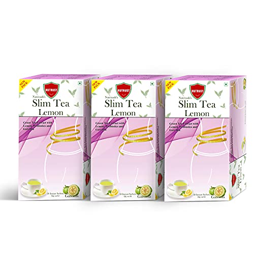 Nutrust Slim Tea Garcinia and Probiotics - Lemon, 20 Sachets (Pack of 3)