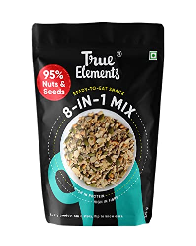 True Elements 8 in 1 Nuts and Seeds Mix 125gm - Mix of 76% Seeds & 23% Nuts | Seeds for Eating | Healthy Snacks | High in Protein